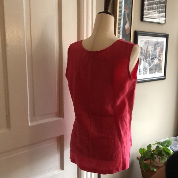 Vintage Crew Neck Boxy Hot Pink Linen Tank Top Blouse Size XS - Picture 4 of 6